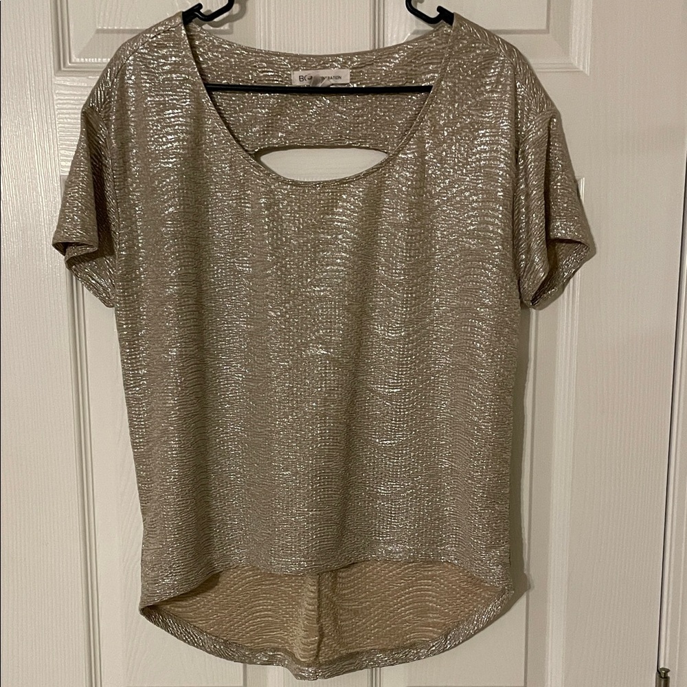 BCBGGeneration Metallic Short Sleeve Top